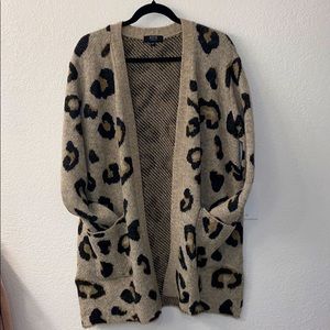 Leopard print cozy long cardigan